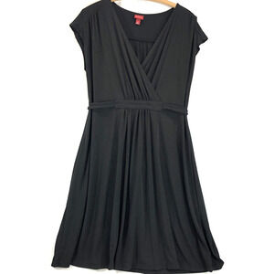 Merona Womens Black Knit Stretch Faux Wrap Dress Size Medium